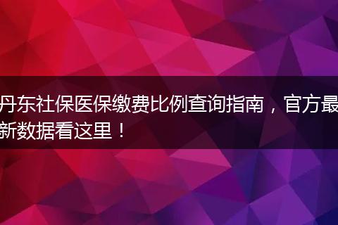 丹东社保医保缴费比例查询指南，官方最新数据看这里！