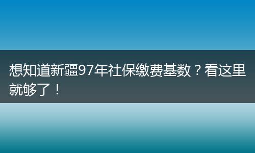 想知道新疆97年社保缴费基数?看这里就够了!
