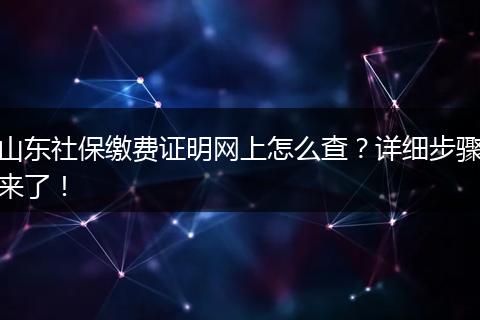 山东社保缴费证明网上怎么查？详细步骤来了！