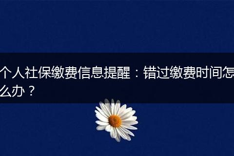 个人社保缴费信息提醒：错过缴费时间怎么办？