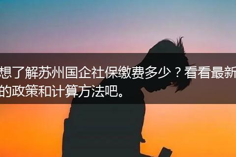 想了解苏州国企社保缴费多少？看看最新的政策和计算方法吧。