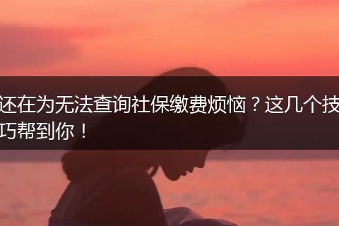 还在为无法查询社保缴费烦恼?这几个技巧帮到你!