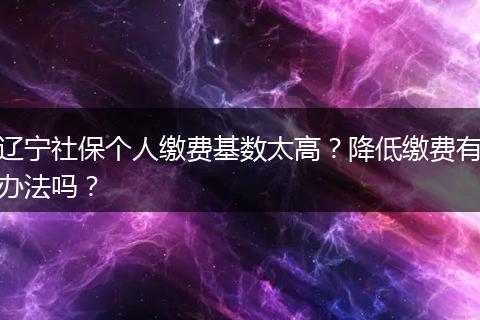 辽宁社保个人缴费基数太高？降低缴费有办法吗？