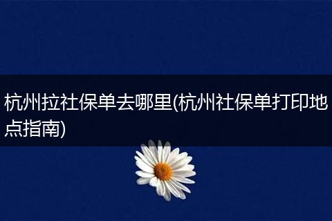 杭州拉社保单去哪里(杭州社保单打印地点指南)