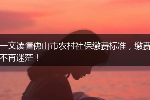 一文读懂佛山市农村社保缴费标准,缴费不再迷茫!