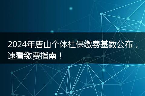 2024年唐山个体社保缴费基数公布,速看缴费指南!