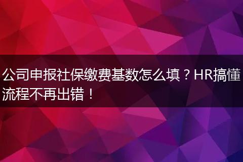 公司申报社保缴费基数怎么填?HR搞懂流程不再出错!