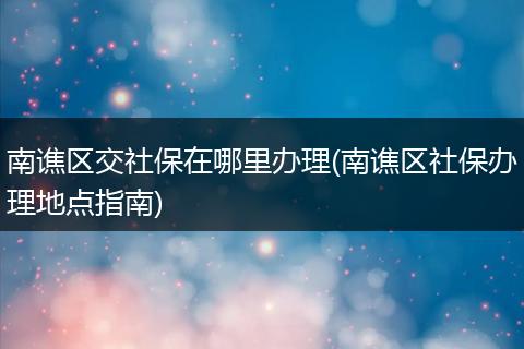 南谯区交社保在哪里办理(南谯区社保办理地点指南)