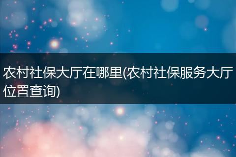 农村社保大厅在哪里(农村社保服务大厅位置查询)