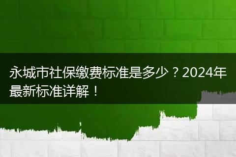 永城市社保缴费标准是多少？2024年最新标准详解！