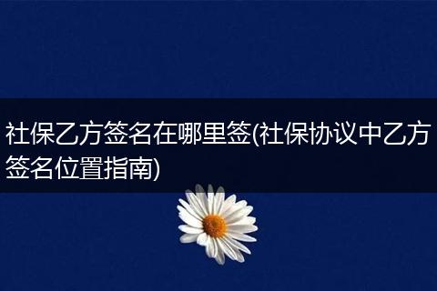 社保乙方签名在哪里签(社保协议中乙方签名位置指南)