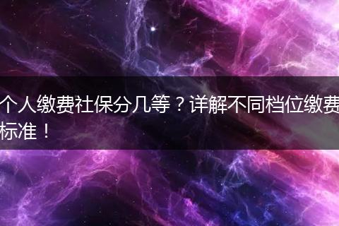 个人缴费社保分几等？详解不同档位缴费标准！