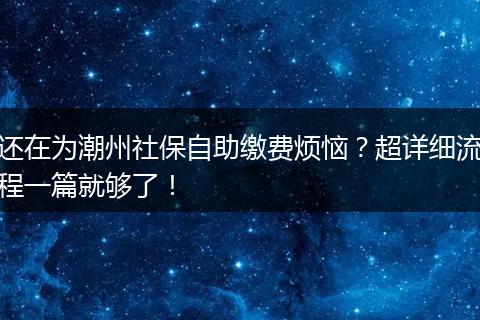 还在为潮州社保自助缴费烦恼？超详细流程一篇就够了！