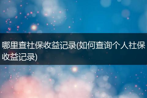 哪里查社保收益记录(如何查询个人社保收益记录)
