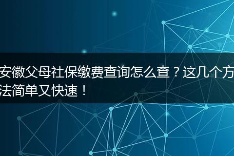 安徽父母社保缴费查询怎么查？这几个方法简单又快速！