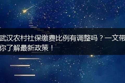 武汉农村社保缴费比例有调整吗？一文带你了解最新政策！
