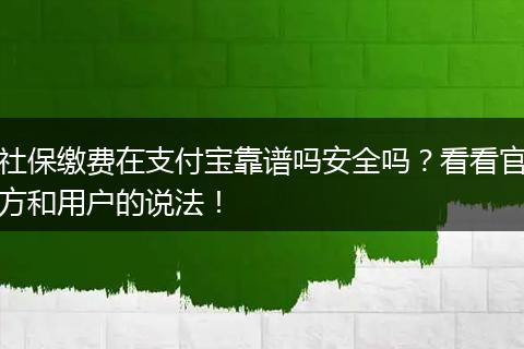 社保缴费在支付宝靠谱吗安全吗?看看官方和用户的说法!