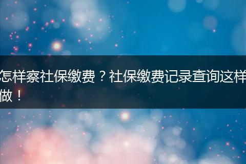 怎样察社保缴费？社保缴费记录查询这样做！