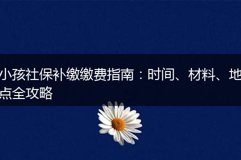 小孩社保补缴缴费指南：时间、材料、地点全攻略