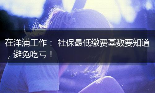 在洋浦工作： 社保最低缴费基数要知道，避免吃亏！