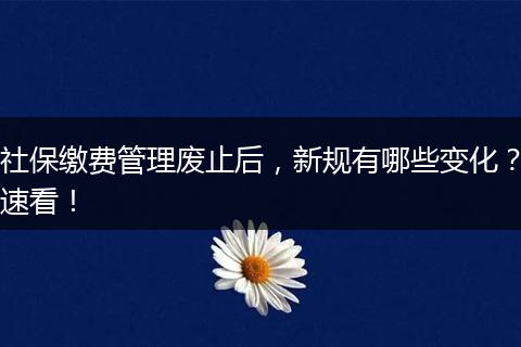 社保缴费管理废止后，新规有哪些变化？速看！