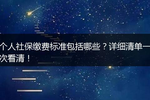 个人社保缴费标准包括哪些?详细清单一次看清!