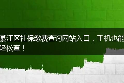 綦江区社保缴费查询网站入口,手机也能轻松查!