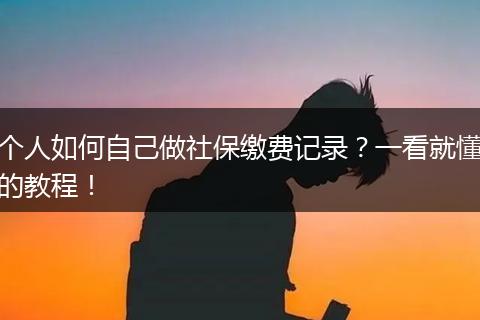 个人如何自己做社保缴费记录？一看就懂的教程！