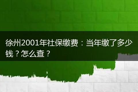 徐州2001年社保缴费：当年缴了多少钱？怎么查？