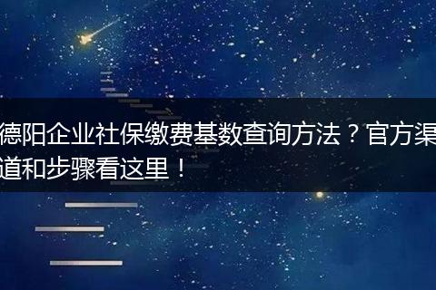 德阳企业社保缴费基数查询方法?官方渠道和步骤看这里!