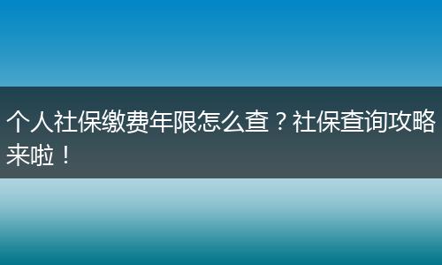 个人社保缴费年限怎么查?社保查询攻略来啦!
