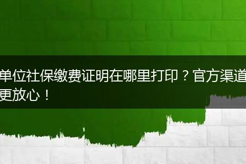 单位社保缴费证明在哪里打印？官方渠道更放心！