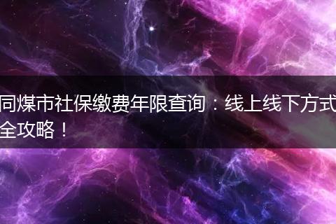 同煤市社保缴费年限查询：线上线下方式全攻略！