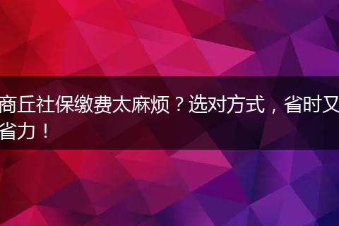 商丘社保缴费太麻烦?选对方式,省时又省力!