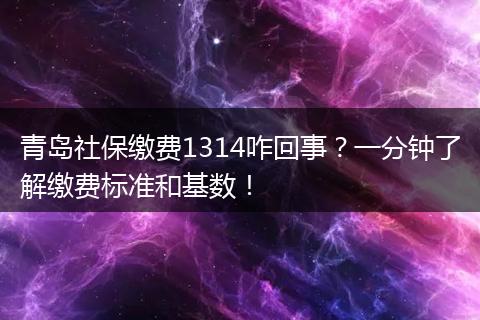 青岛社保缴费1314咋回事？一分钟了解缴费标准和基数！