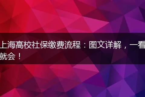 上海高校社保缴费流程：图文详解，一看就会！