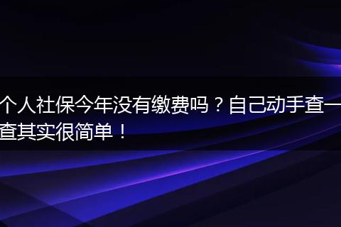 个人社保今年没有缴费吗？自己动手查一查其实很简单！