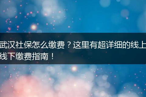 武汉社保怎么缴费?这里有超详细的线上线下缴费指南!