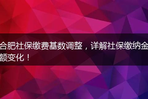 合肥社保缴费基数调整,详解社保缴纳金额变化!