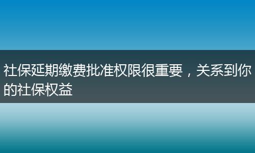 社保延期缴费批准权限很重要，关系到你的社保权益