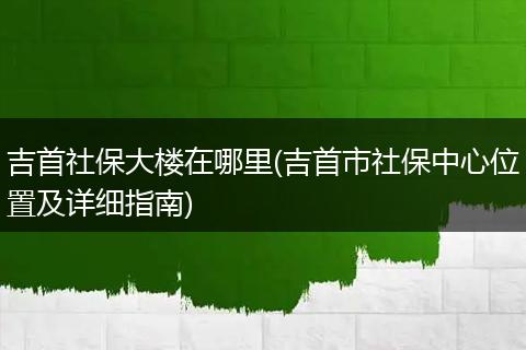 吉首社保大楼在哪里(吉首市社保中心位置及详细指南)
