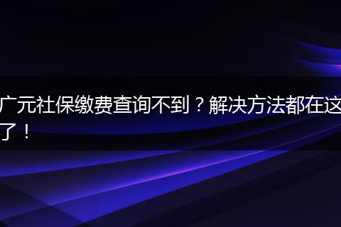 广元社保缴费查询不到？解决方法都在这了！