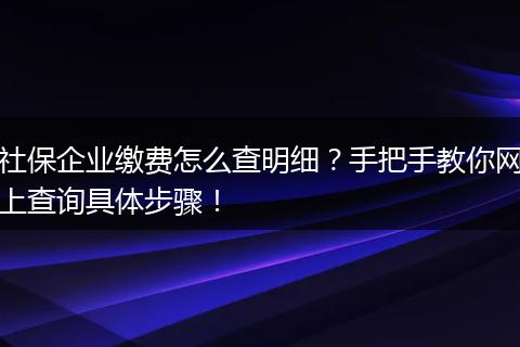 社保企业缴费怎么查明细?手把手教你网上查询具体步骤!