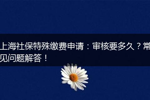 上海社保特殊缴费申请：审核要多久？常见问题解答！
