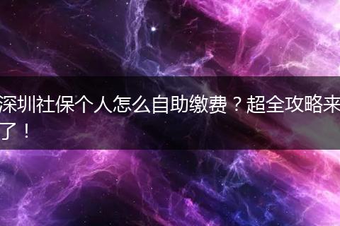 深圳社保个人怎么自助缴费？超全攻略来了！