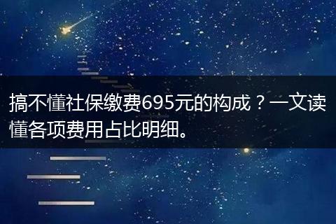 搞不懂社保缴费695元的构成？一文读懂各项费用占比明细。
