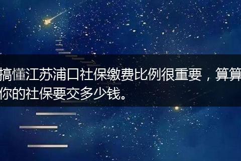 搞懂江苏浦口社保缴费比例很重要,算算你的社保要交多少钱。