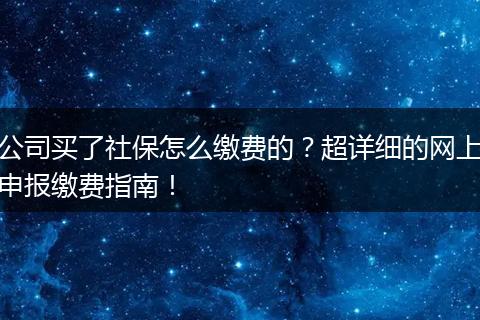 公司买了社保怎么缴费的？超详细的网上申报缴费指南！