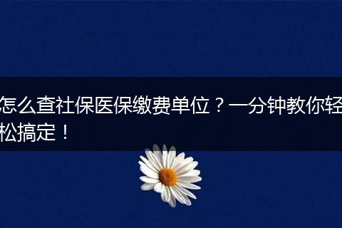 怎么查社保医保缴费单位？一分钟教你轻松搞定！