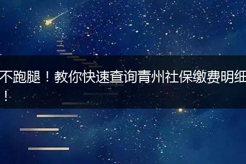 不跑腿！教你快速查询青州社保缴费明细！